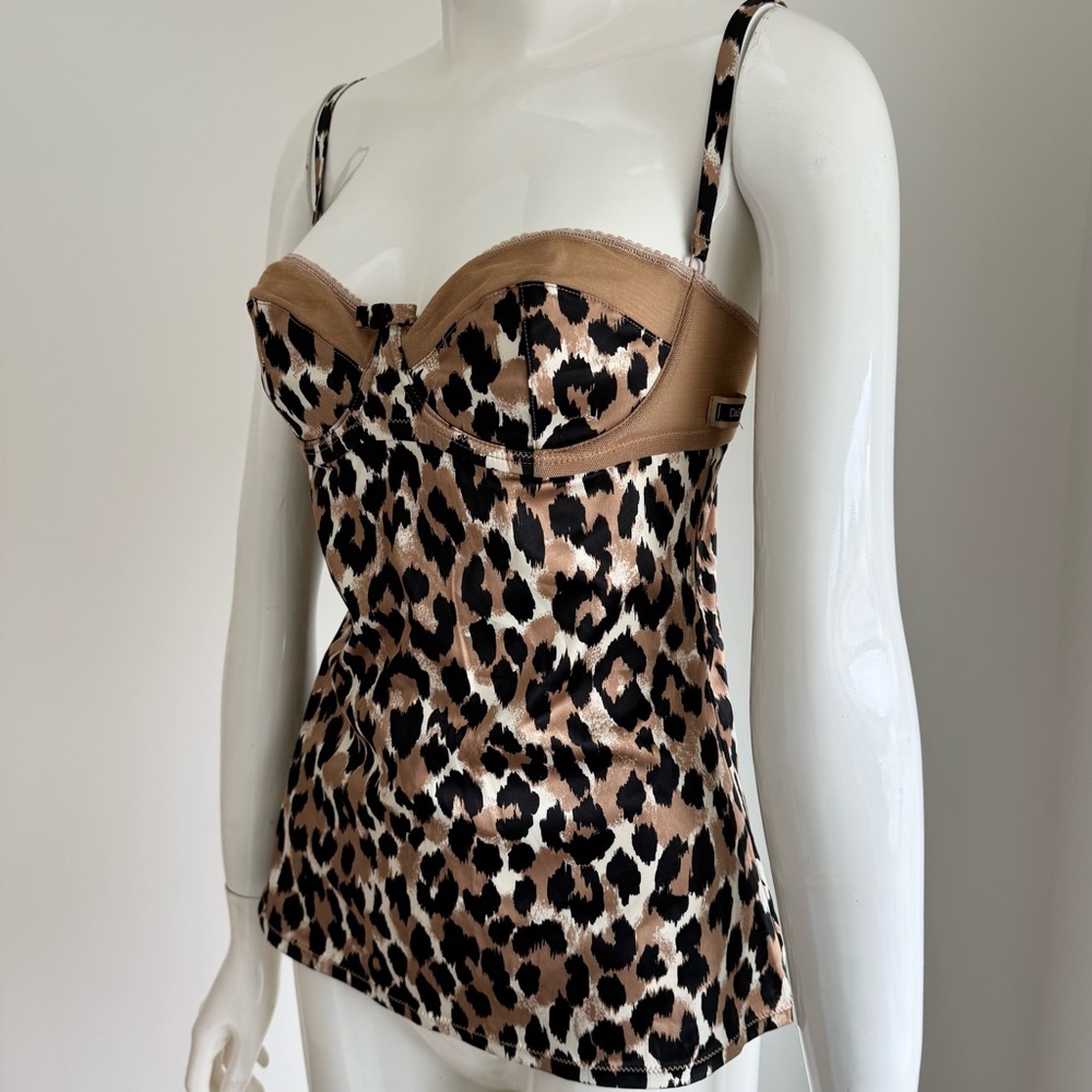 NWT Authentic Dolce&Gabbana satin leopard print bustier top